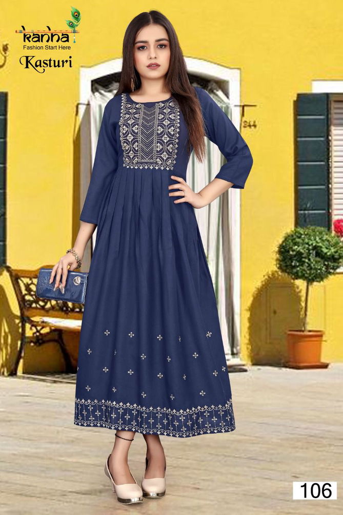 Kanha Kasturi Designer Feavy Festive Wear Rayon Latest Long Kurti Collection